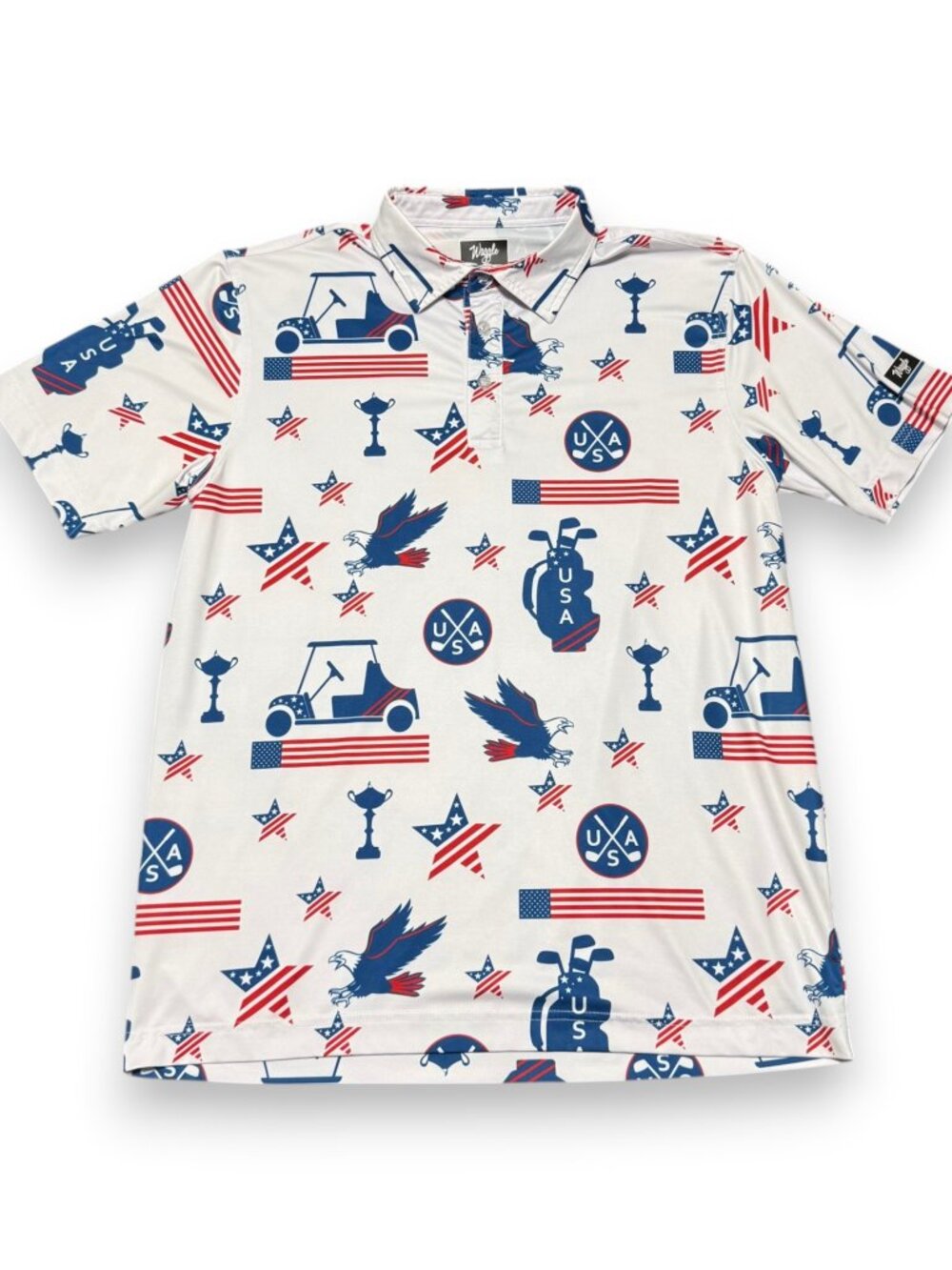 Waggle Golf Men's USA Golf Pattern Polo Size Large
